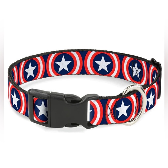 2pc Bundle Marvel Avengers Captain America 4' Dog Leash & Dog Collar NWT - Picture 2 of 4